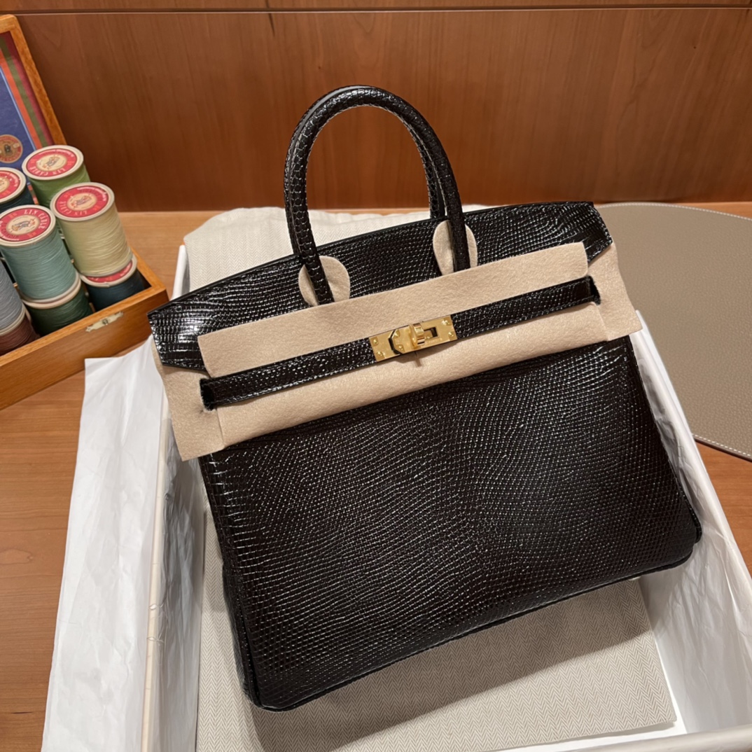 에르메스 버킨백25 블랙 금장 리자드 가죽